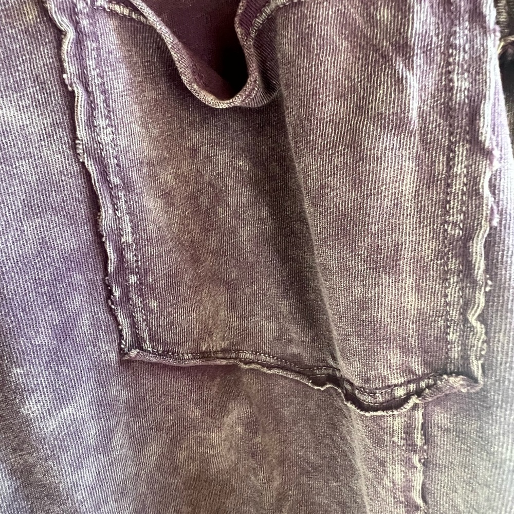 We the Free People Wine Purple & SOFT BROWN ACID wash Sleeve Seamed Boxy - Picture 8 of 17